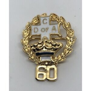 C D Of A Pin Vintage Enamel Gold Tone Catholic Daughters of America CDA 60 Years